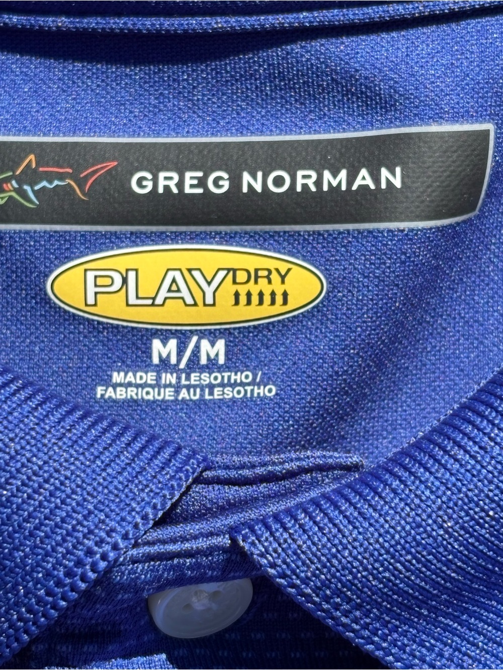 Greg Norman Men’s Medium Play Dry Blue Polo Gold Shirt - Picture 5 of 9